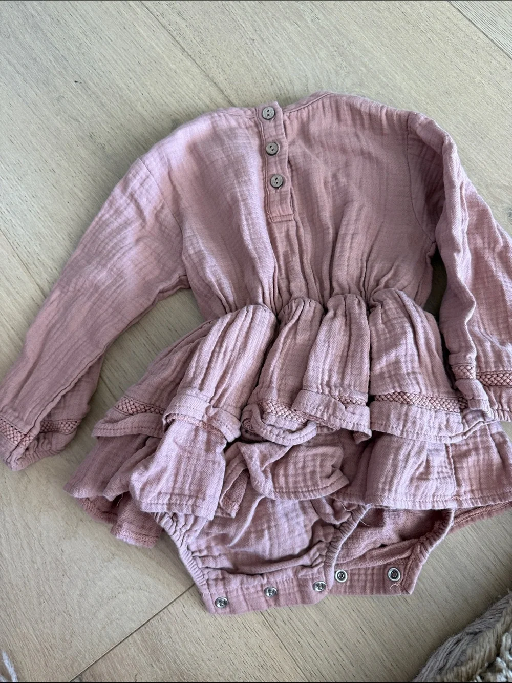Quincy Mae Dusty Pink Ruffled Cotton Baby Dress - Picture 2 of 2